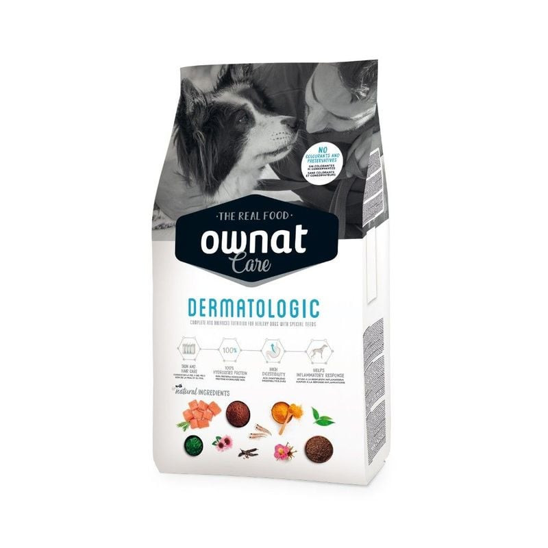 Sac de croquettes Ownat Care Dermatologic 3 kg pour chiens à peau sensible, vue de face