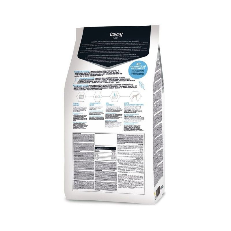 Dos du sac Ownat Care Dermatologic 3 kg : ingrédients, analyse nutritionnelle et guide d’alimentatio