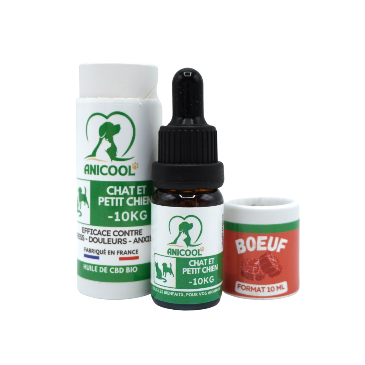 Anicool huile de chanvre pour chat et petit chien au boeuf