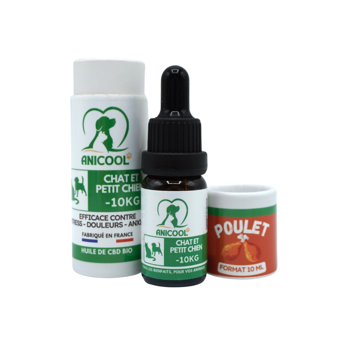 Anicool huile de chanvre pour chat et petit chien au poulet