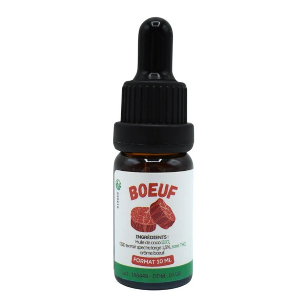 ANICOOL : Huile chanvre bœuf 10ml - Détente & bien-être chat & chien