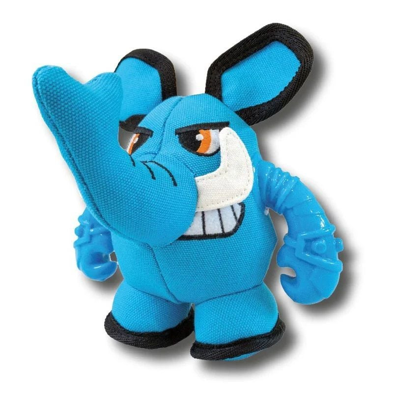 Jouet peluche pour chien Croci Warriors Phant bleu en forme d’éléphant, finitions noires, défenses b