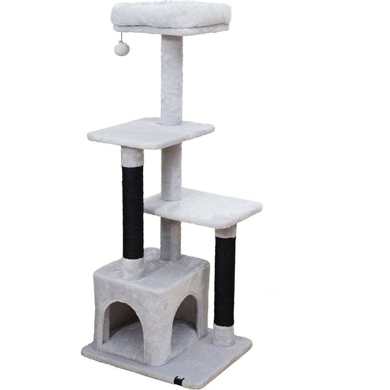 Arbre à chats DUVO Oklahoma 120 cm gris pour chat, packshot sur fond neutre
