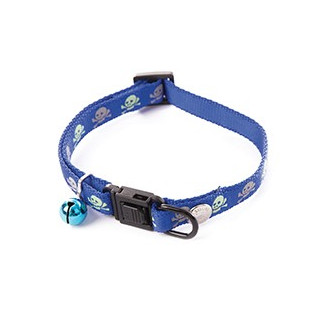 Coll chat tete de mort refl bleu