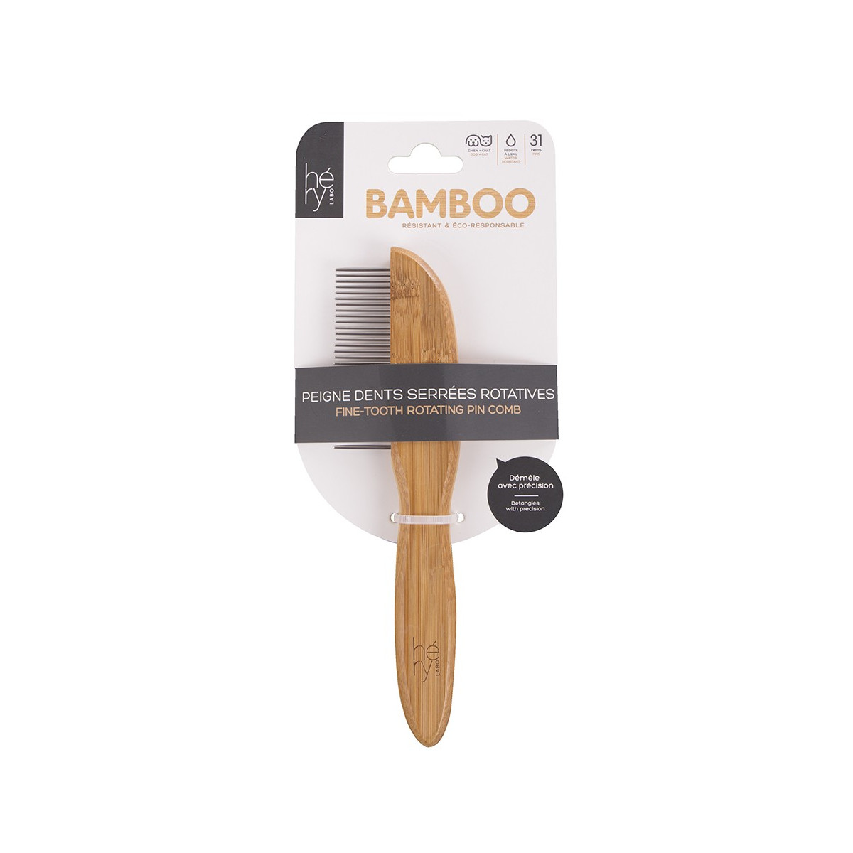 Peigne bambou dents serrees