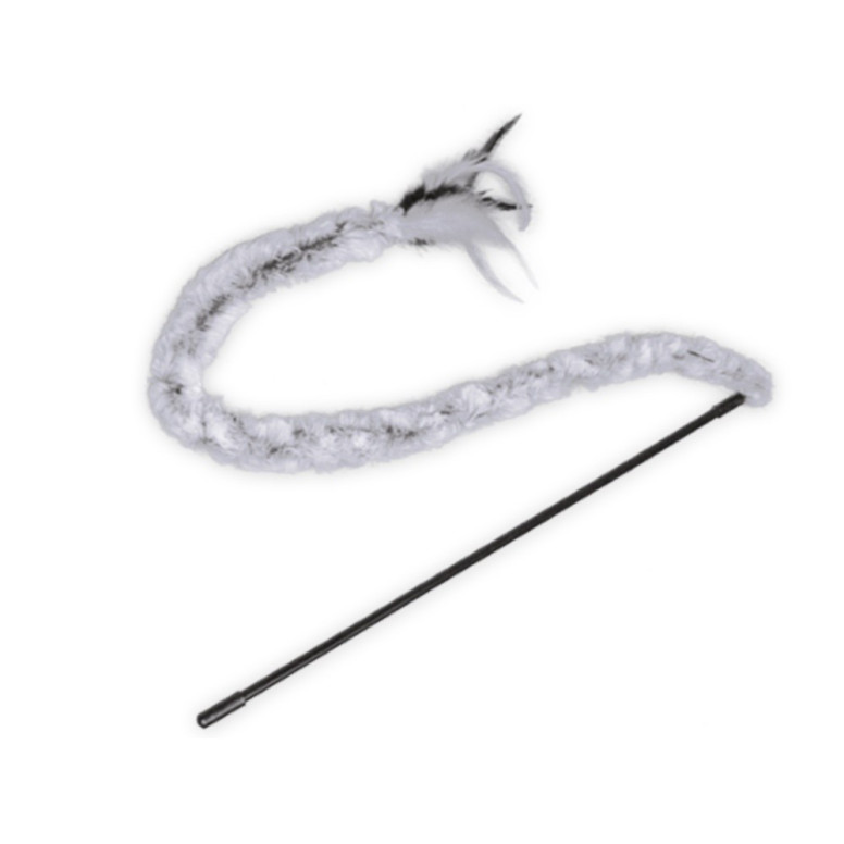 Jouet chat canne a peche astra gris 45 cm