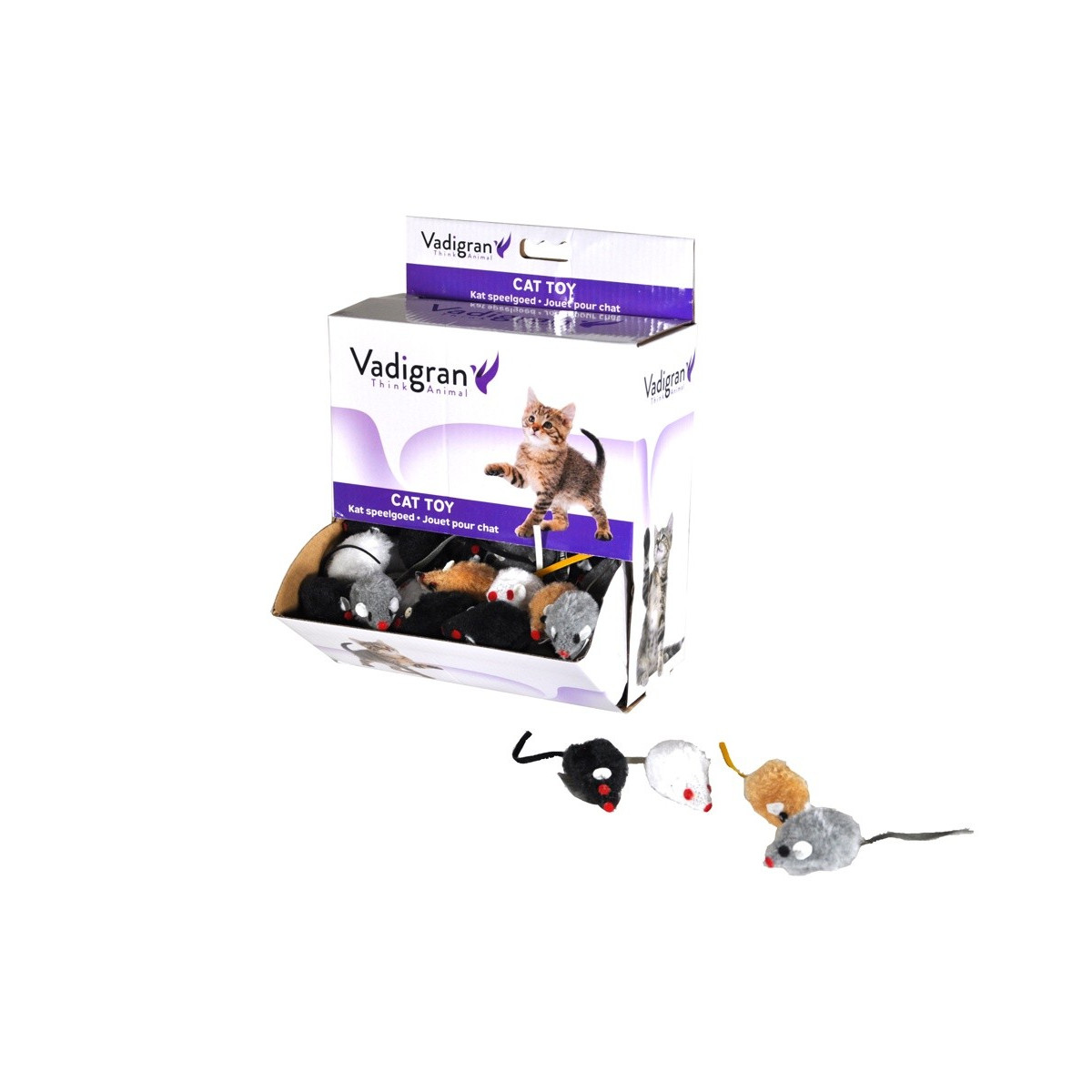 Jouet chat souris poils ras ass. 5cm