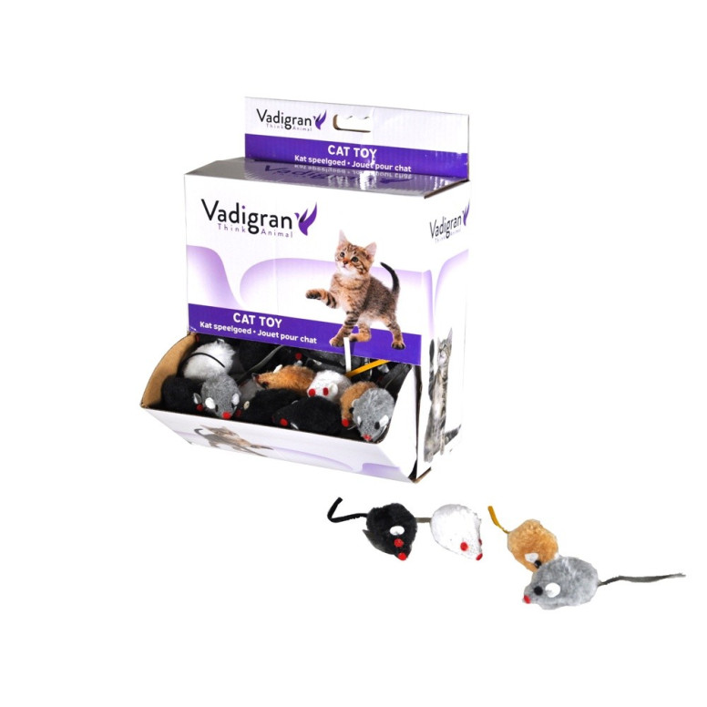 Jouet chat souris poils ras ass. 5cm