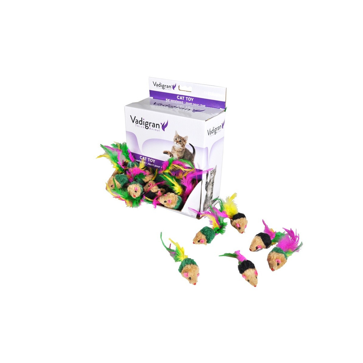 Jouet chat souris multicolore ass. 5cm