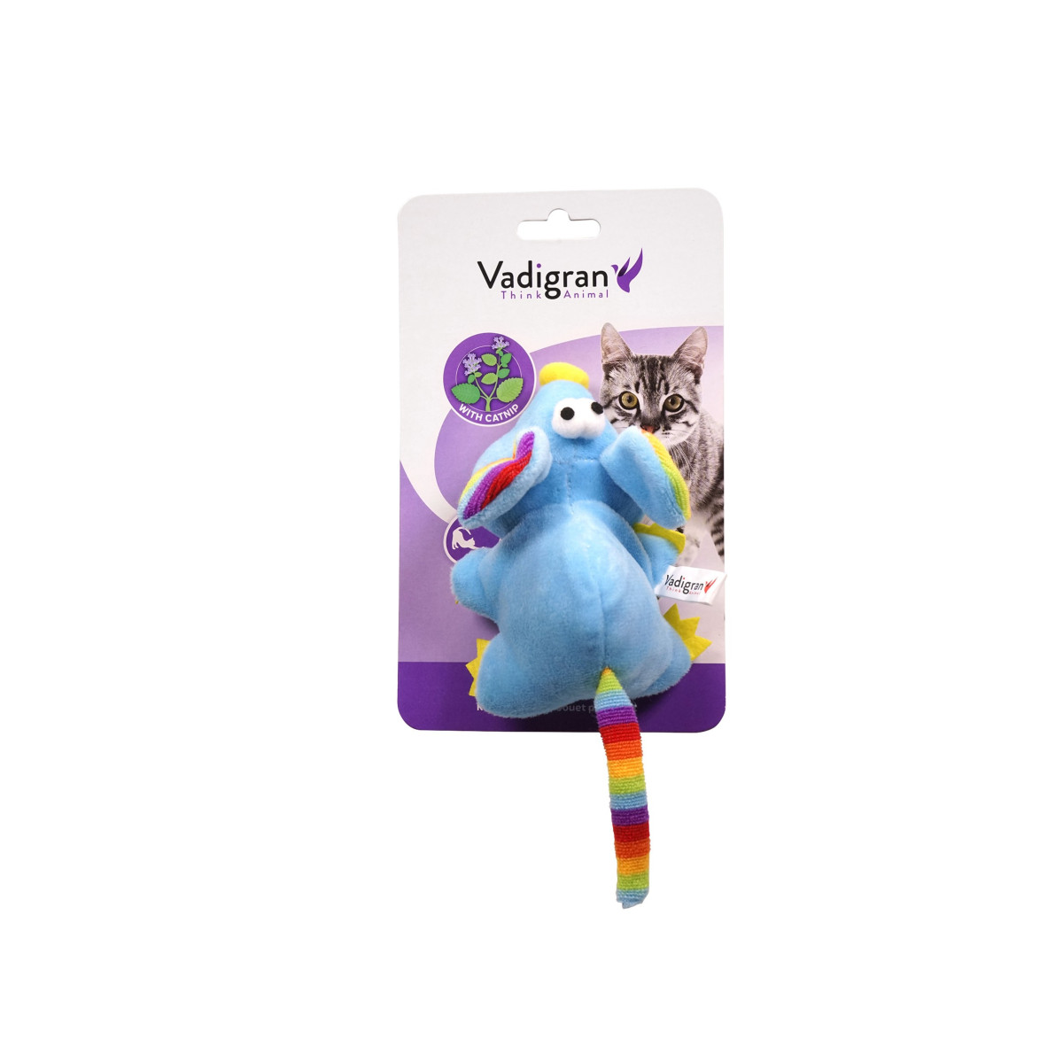 Jouet chat peluche souris bleu 14cm