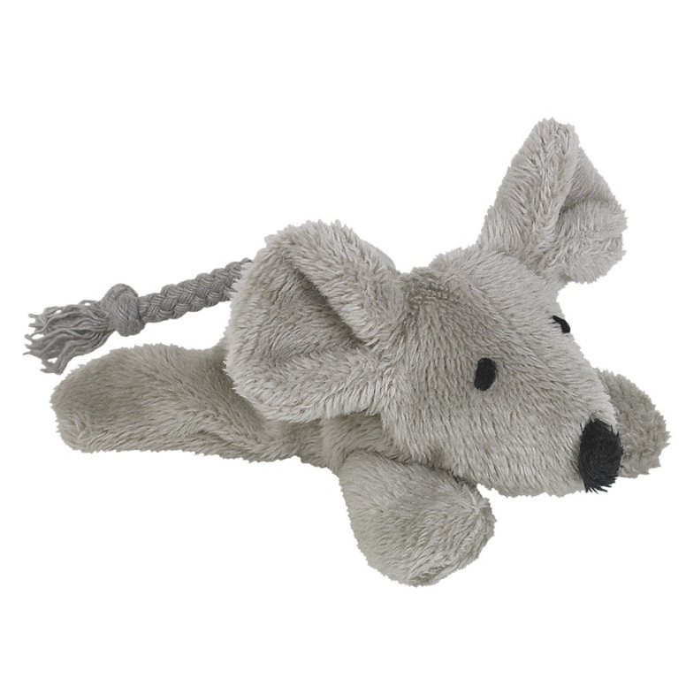 Jouet chat peluche souris gris 13,5cm