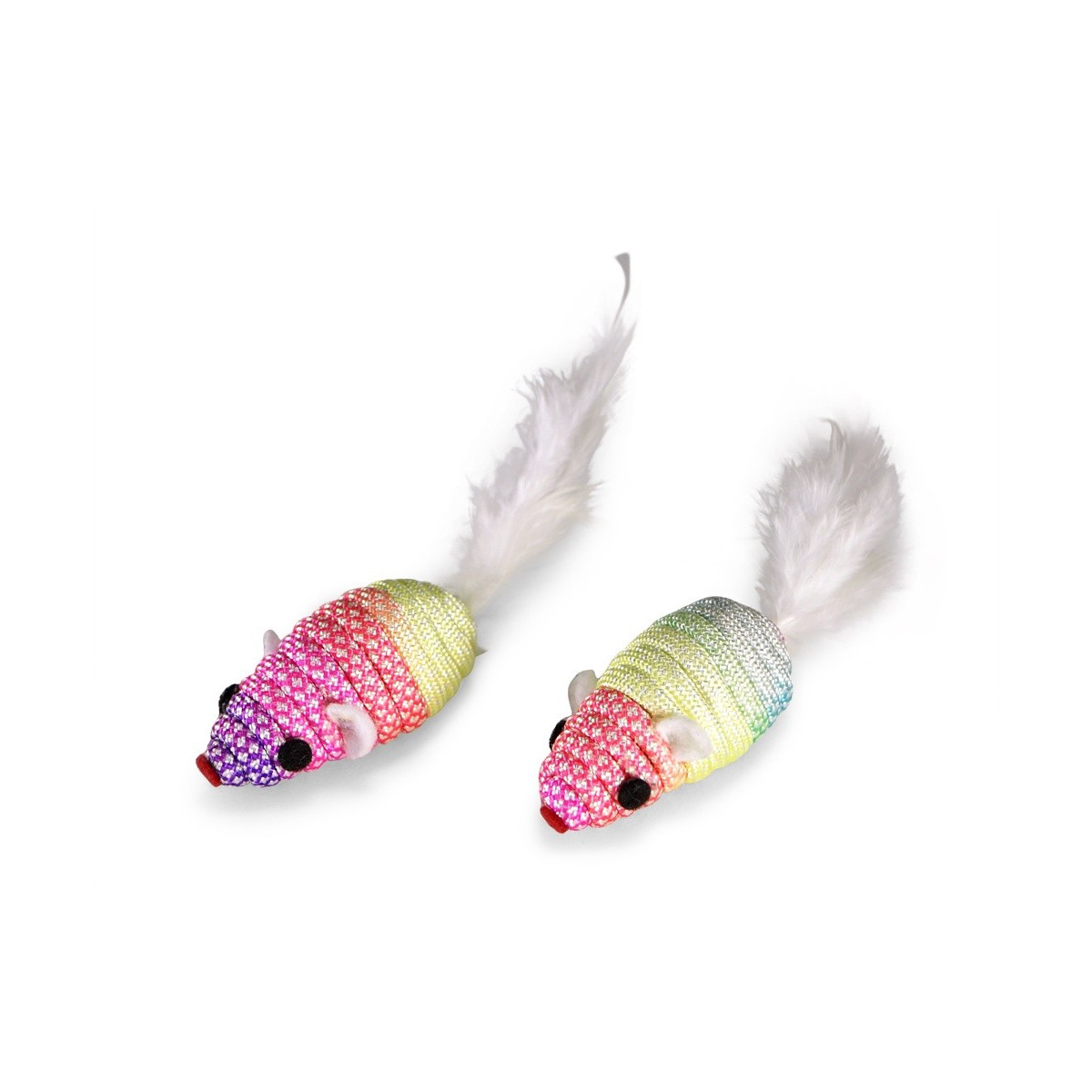 Jouet chat souris avec plume blanc 5cm 2