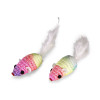 Jouet chat souris avec plume blanc 5cm 2