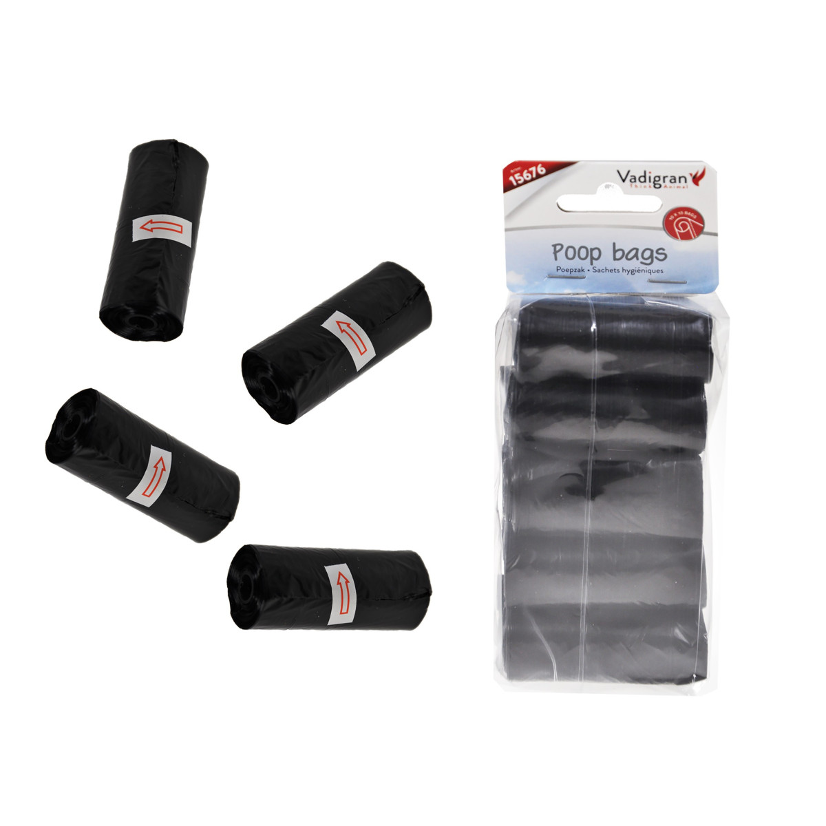 Sachets hygieniques noirs - 10 rouleaux