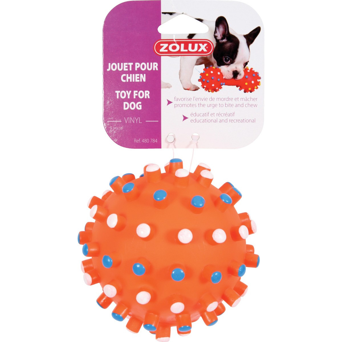 Jouet balle picot vinyl 10cm