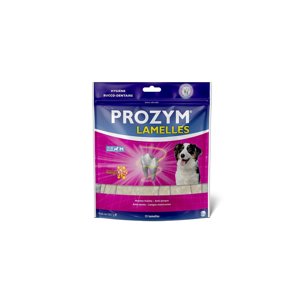 Prozym Friandises Chien Anti-Tartre Lamelles M - 15 Unités