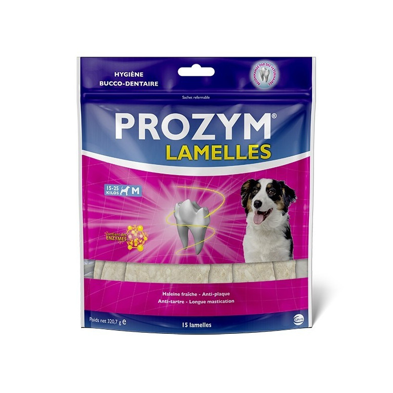 Prozym Friandises Chien Anti-Tartre Lamelles M - 15 Unités