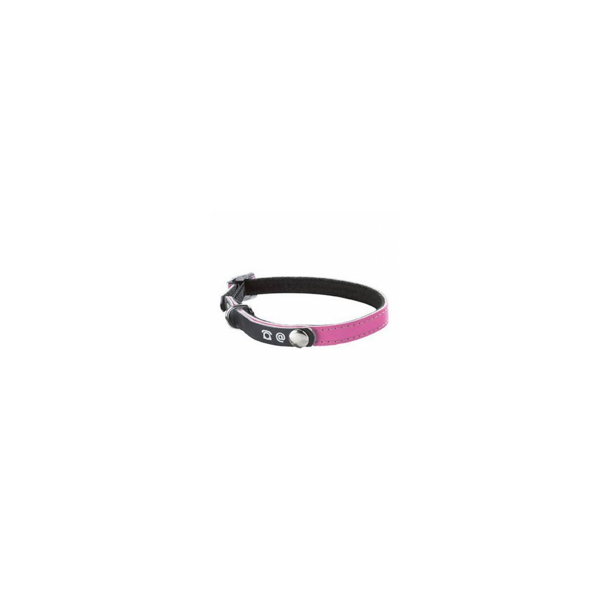 Collier chat reflechissant porte-adresse rose
