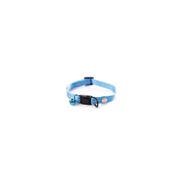 Collier cat reglable nyl 10-20/30 bleu/grey