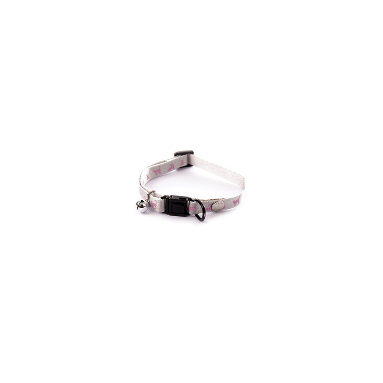 Collier cat reglable nyl 10-20/30 grey/pink