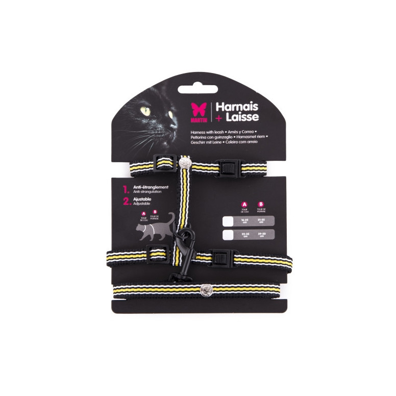 Set harnais lais noir trio chat
