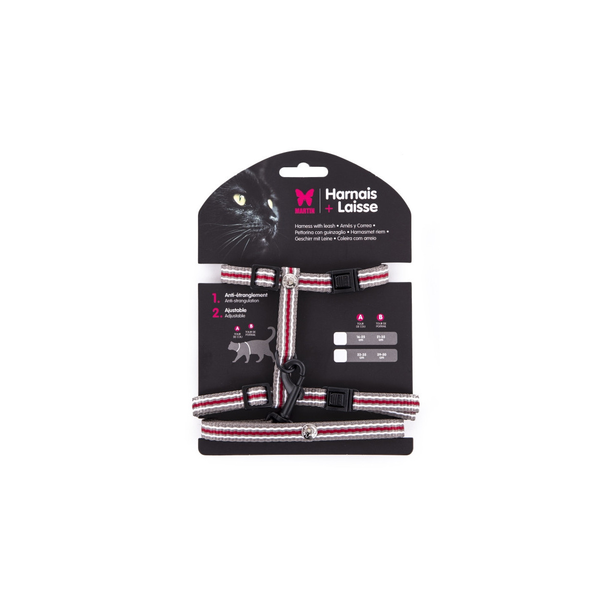 Set harnais lais gris trio chat