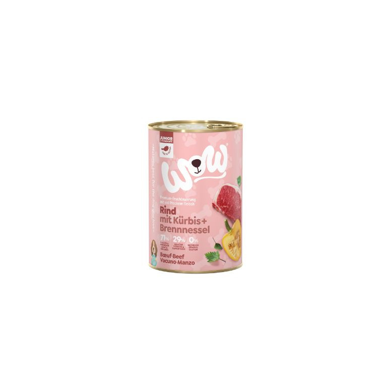 Patee pour chiot wow junior bouf 400g
