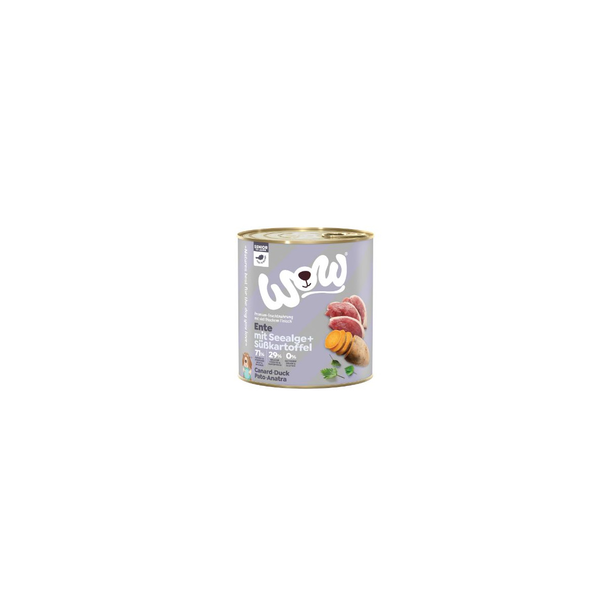 Patee pour chien wow senior canard 800g