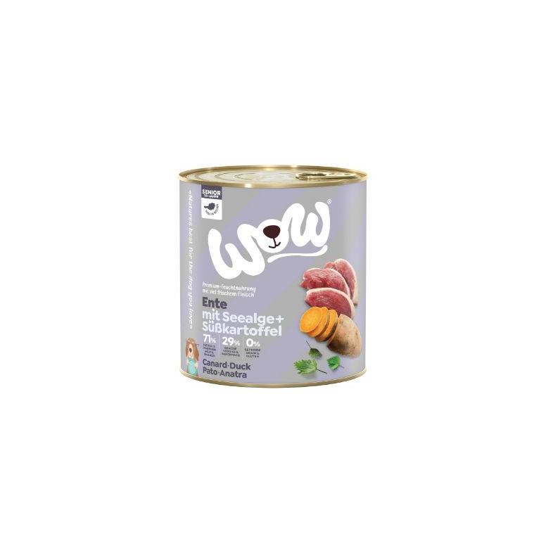 Patee pour chien wow senior canard 800g