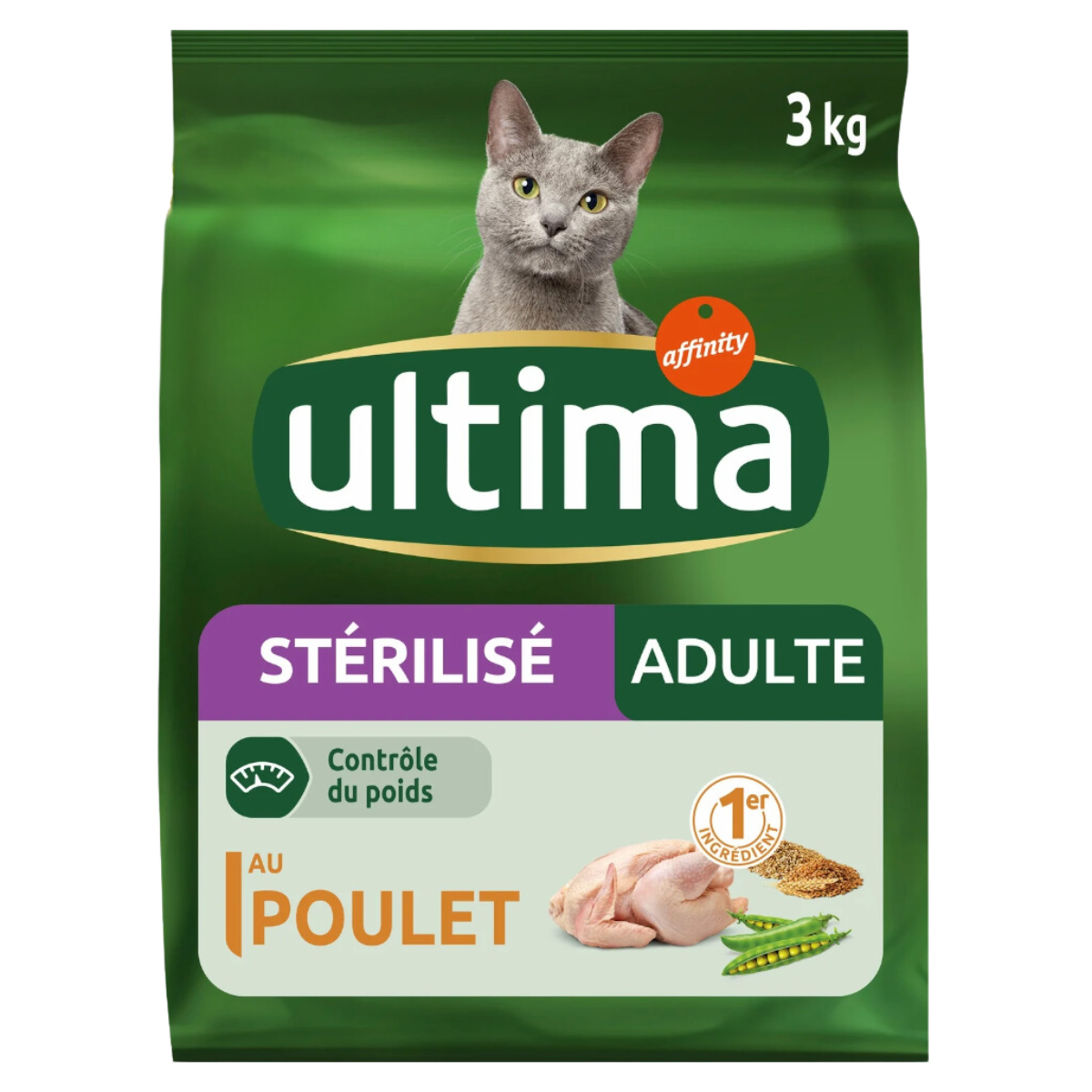 Croquettes ultima chat sterilise poulet 3kg