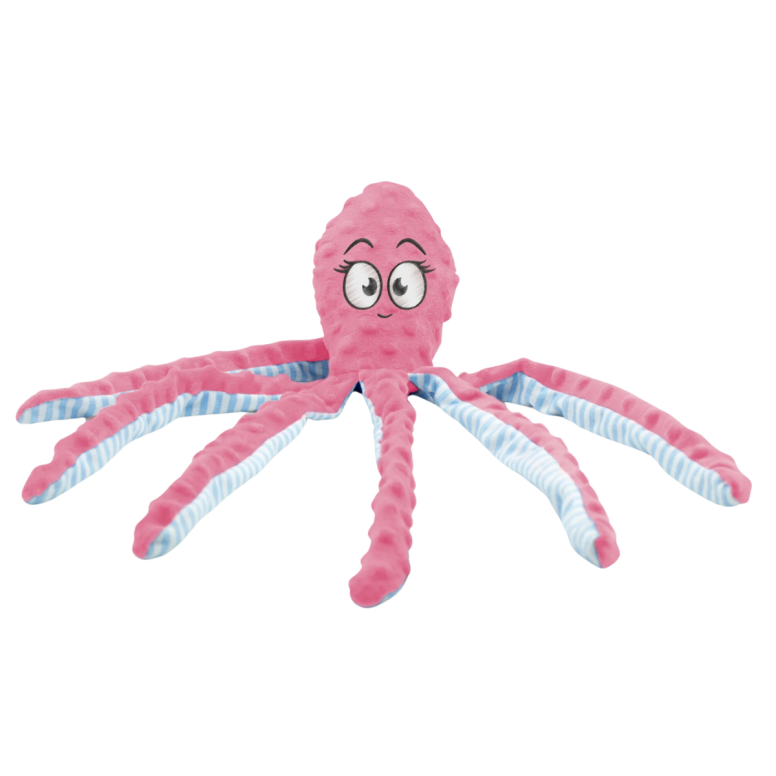 Jouet pour chien peluche sonore poulpe rose 45cm
