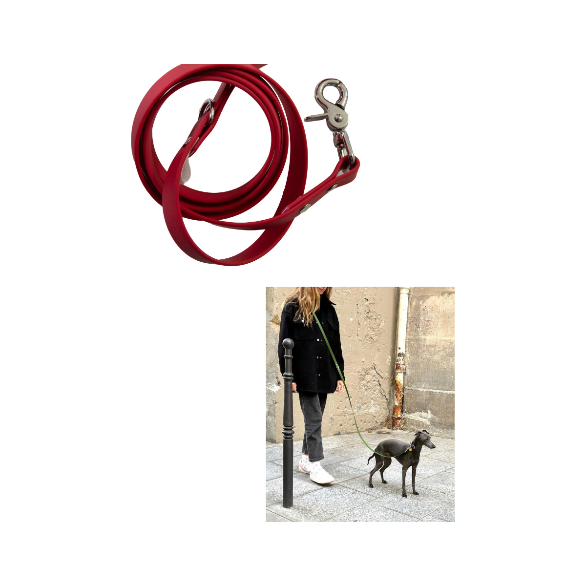 Laisse bandouillere en biothane ep16 mm l 2,30m 