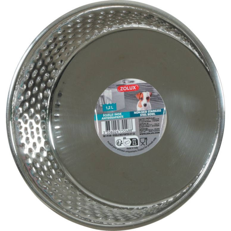 Gamelle inox antidérapante Zolux Puntos (1,2L) pour chien et chat