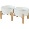 Gamelle Zolux Keramo double en grès blanche 2x700ml pour chien et chat