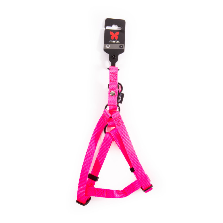 Harnais baudrier Martin Sellier rose fluo 15-30/50 pour chien et chat