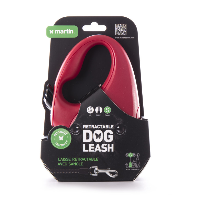 Laisse retractable instinct sangle s rouge 5m