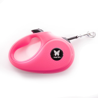 Laisse rétractable Martin Sellier Instinct Sangle rose S (5m) pour chien et chat