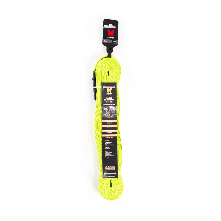Longe de travail 20mm-5m vert citron nylon plat