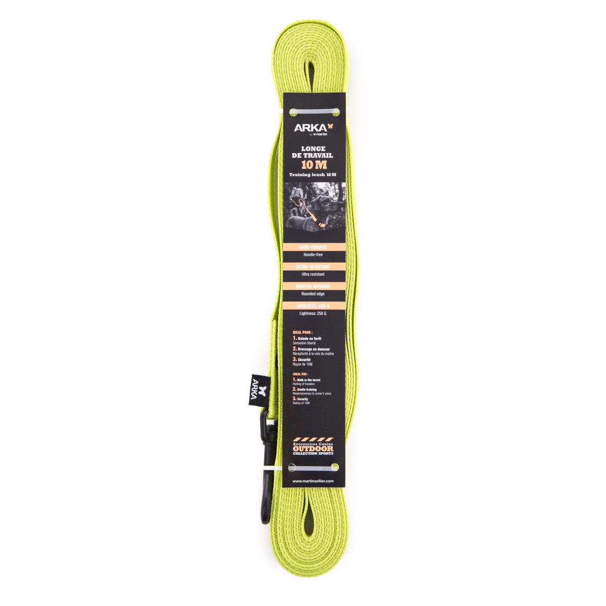 Longe de travail 20mm-10m vert citron nylon plat