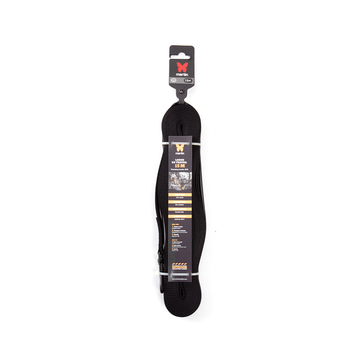 Longe de travail 20mm-15m noir nylon plat