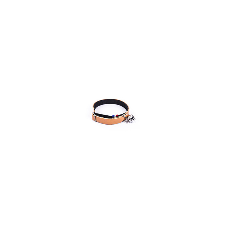 Collier pour chat cuir feutrine naturel
