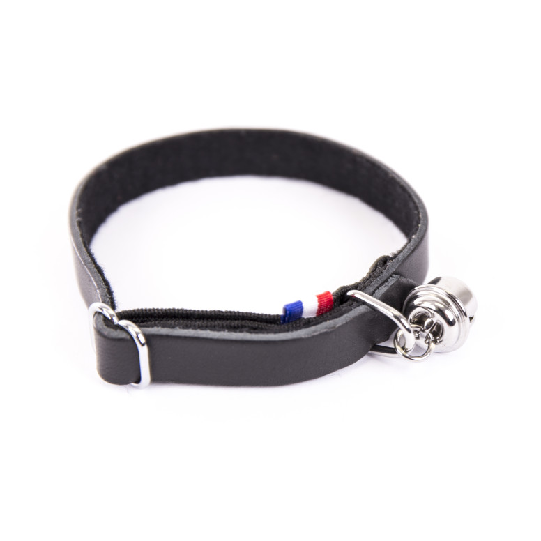 Collier pour chat cuir feutrine noir