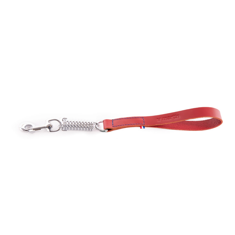 Laisse amortisseur 25/50cm en cuir rouge