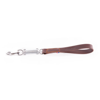 Laisse amortisseur 25/50cm en cuir marron