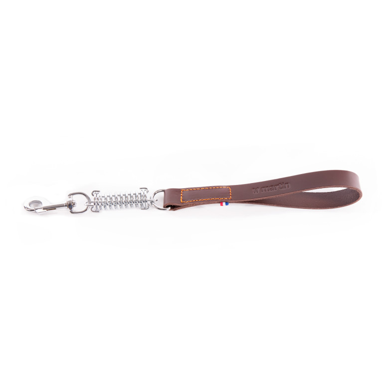 Laisse amortisseur 25/50cm en cuir marron
