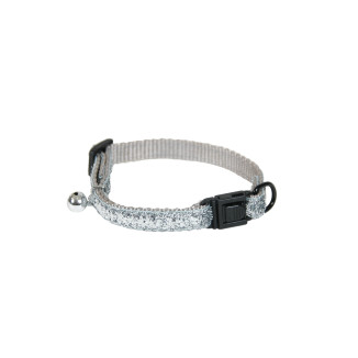Collier chat paillette argent