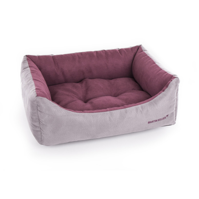 Corbeille domino suedine 60x45cm gris prune