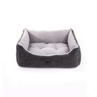 Corbeille domino suedine 70x50cm noir et gris