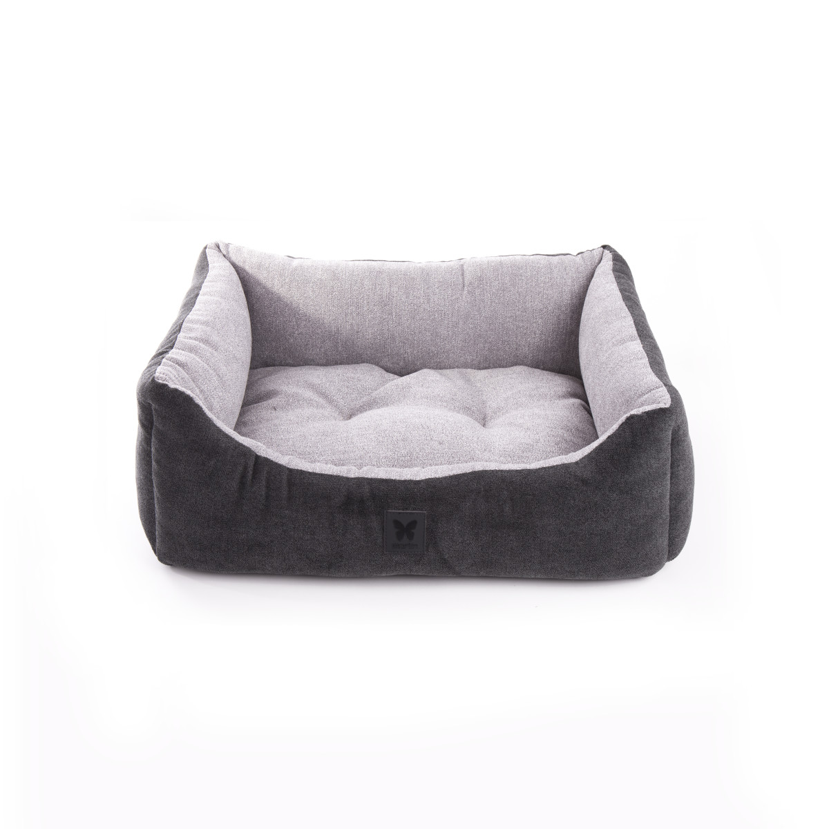 Corbeille domino suedine 100x80cm noir et gris
