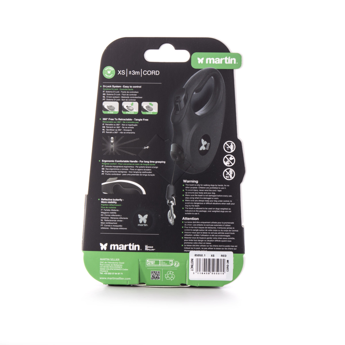 Laisse retractable instinct corde xs rouge 3m